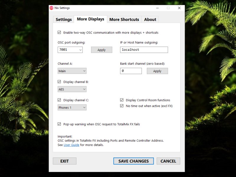 Nix settings panel tab 2